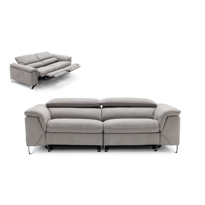 Divani Casa Maine Modern Fabric & Stainless Steel Loveseat in Light Gray