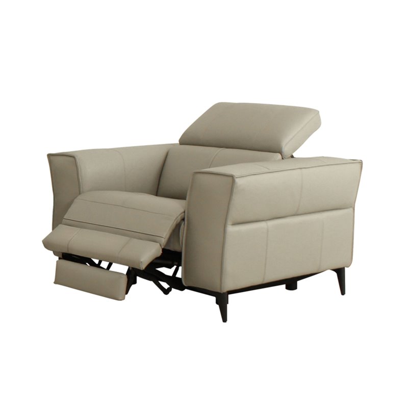Divani Casa Nella Modern Leather Armchair w/ Electric Recliner in Light Gray