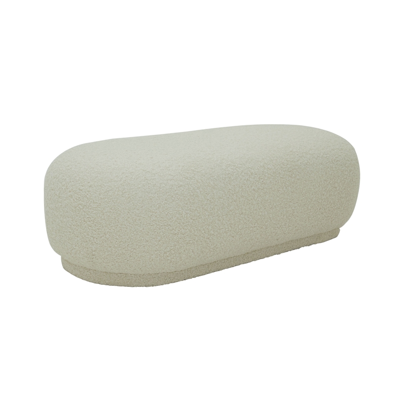 Divani Casa Kael Contemporary Sherpa Fabric Upholstered Ottoman in White