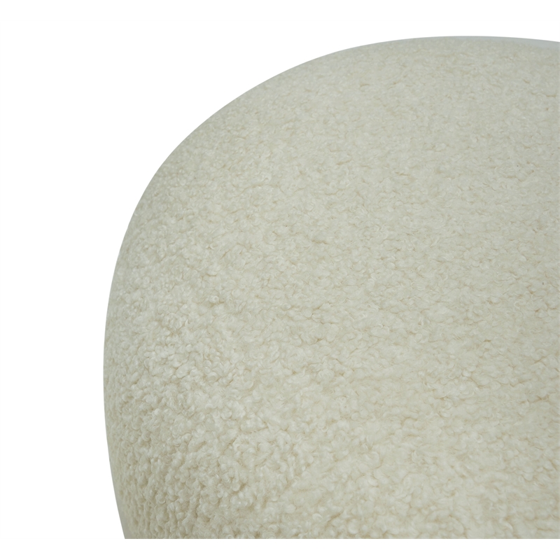 Divani Casa Kael Contemporary Sherpa Fabric Upholstered Ottoman in White