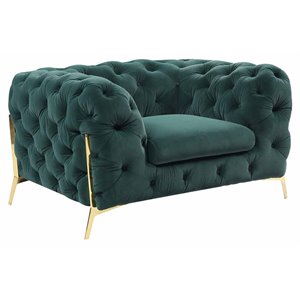 divani casa quincey transitional velvet accent chair in emerald green