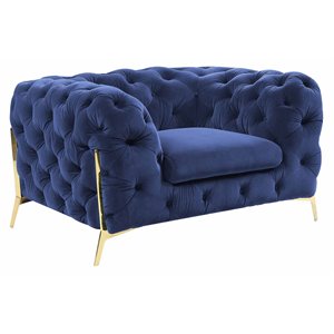 divani casa quincey transitional velvet upholstered accent chair in blue