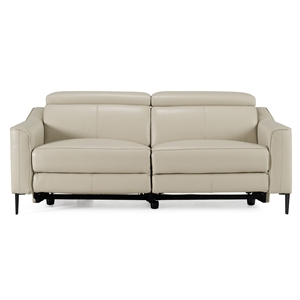 Divani Casa Eden Modern Metal and Leather Upholstered Sofa in Gray