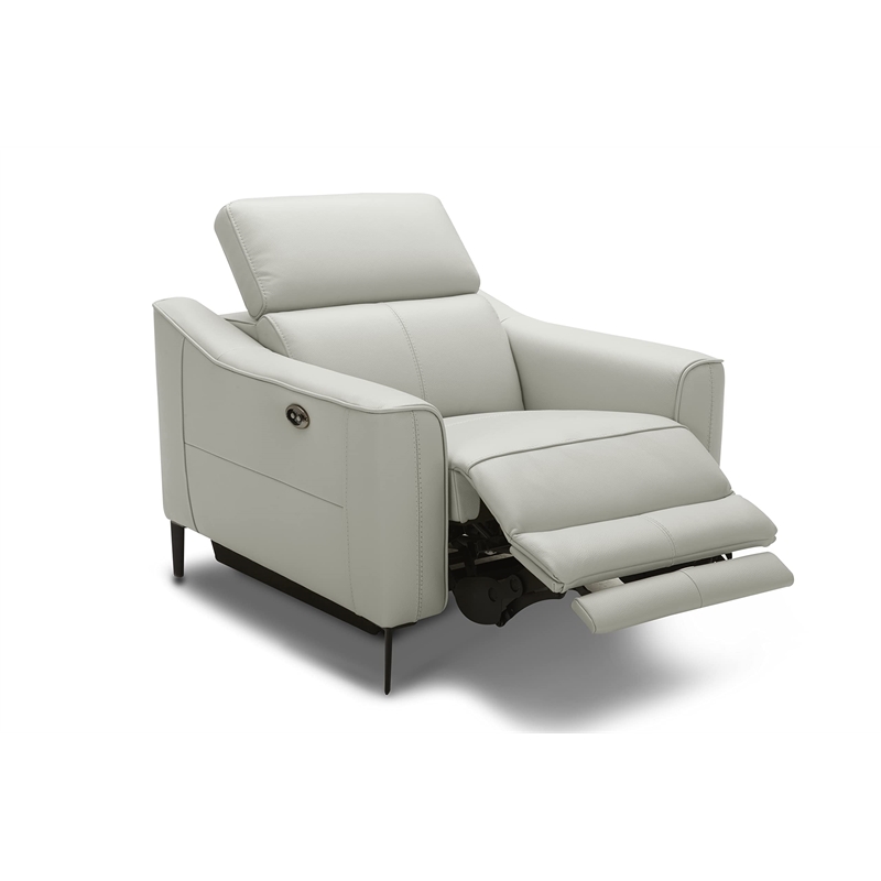 Divani Casa Eden Modern Leather Armchair w/ Electric Recliner in Gray