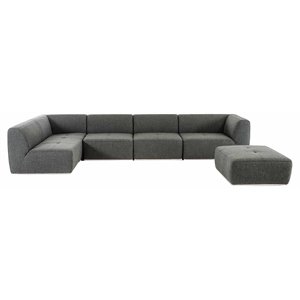 Divani Casa Hawthorn Modern Fabric Sectional Sofa & Ottoman in Gray