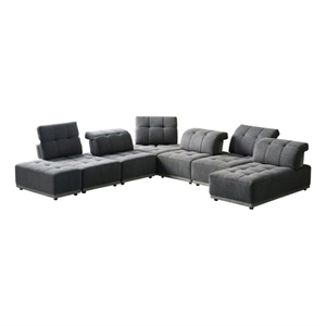 Divani Casa Ekron Modern Polyester Fabric Modular Sectional Sofa in Dark Gray