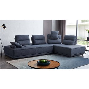 Divani Casa Glendale Modern Fabric Upholstered Modular Sectional Sofa in Blue