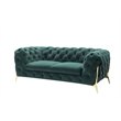 Divani Casa Sheila Transitional Velour Fabric Upholstered Loveseat Emerald Green