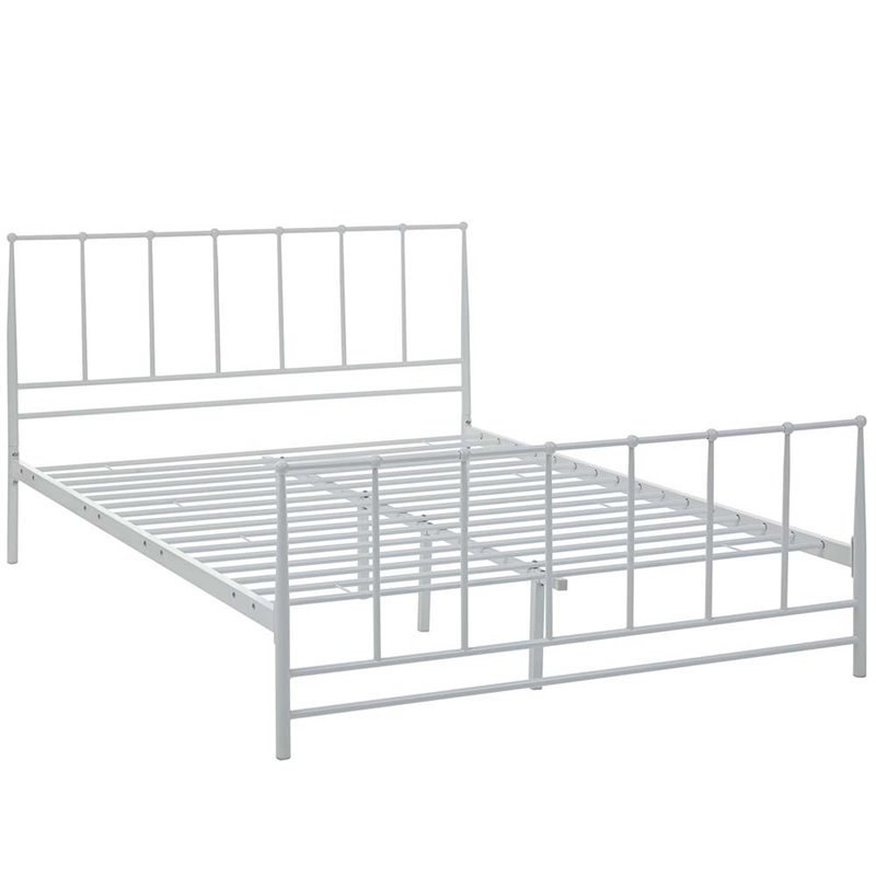 Homesphere Furniture Farmhouse Queen Metal Bed in White Finish
