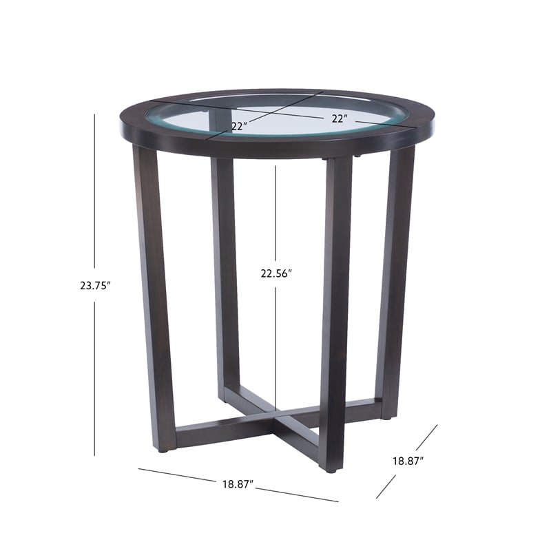 Hoesphere Furniture 3-Piece Wood Coffee & End Table Set with Glass Top in Brown