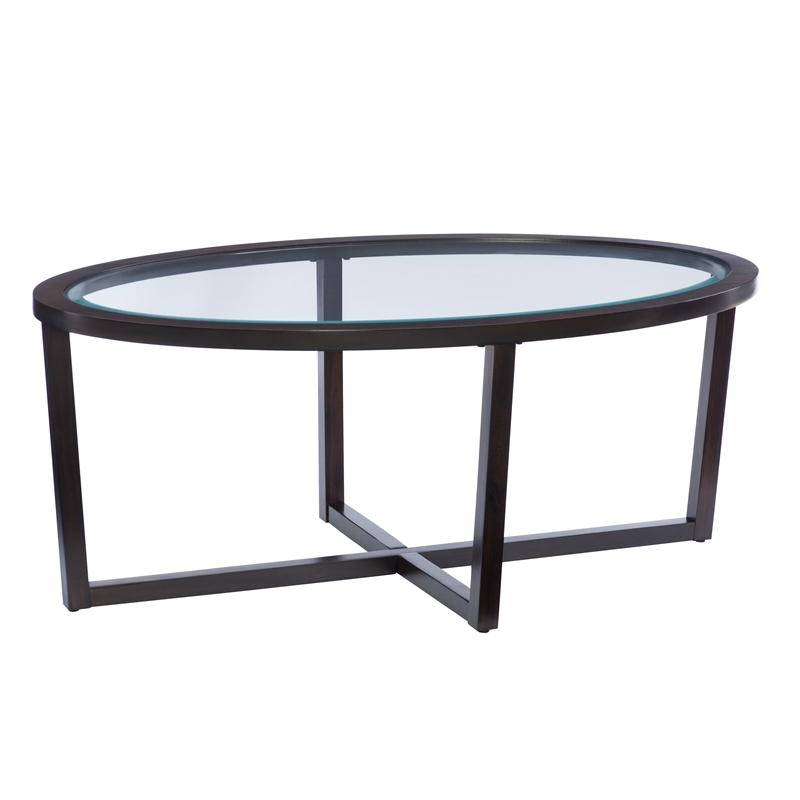 Hoesphere Furniture 3-Piece Wood Coffee & End Table Set with Glass Top in Brown