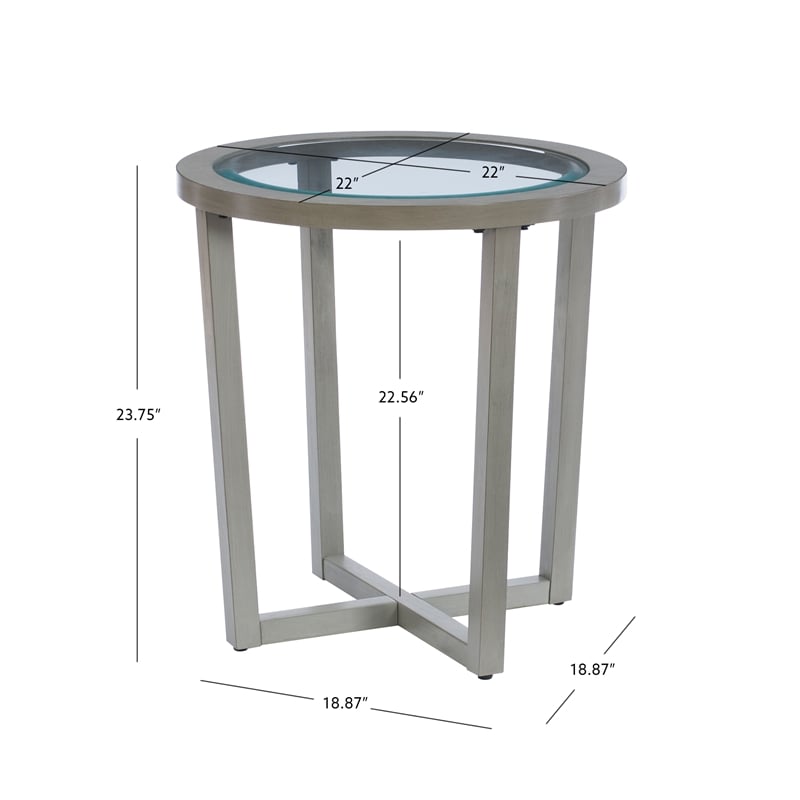 Hoesphere Furniture 3-Piece Wood Coffee & End Table Set with Glass Top in Silver