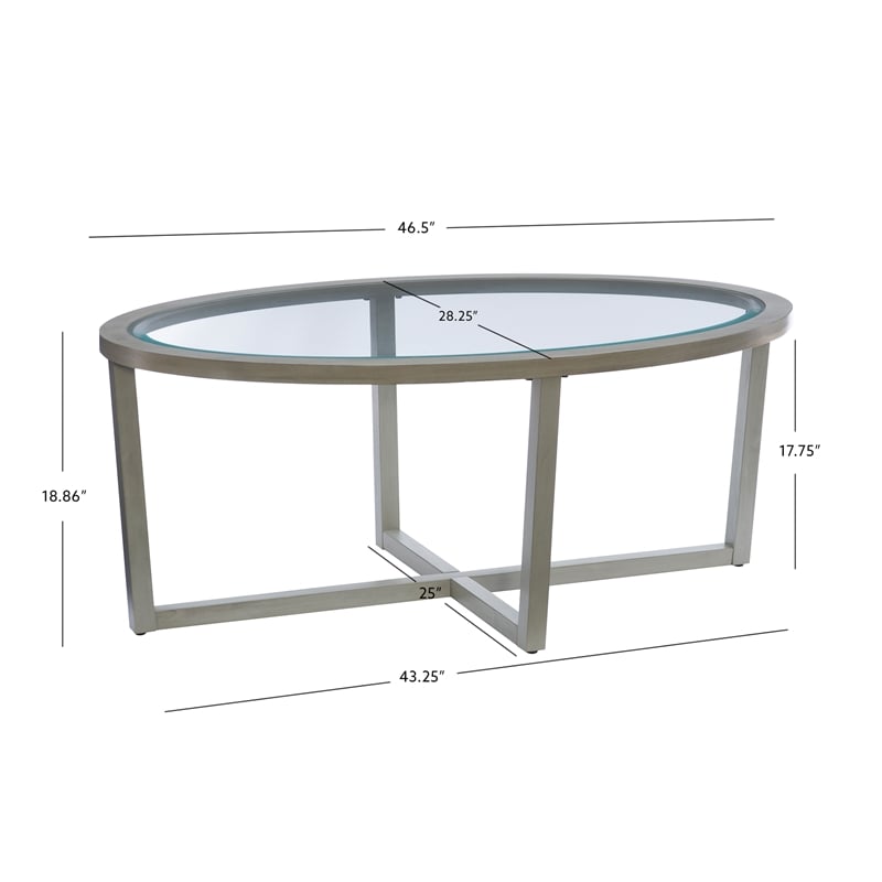 Hoesphere Furniture 3-Piece Wood Coffee & End Table Set with Glass Top in Silver