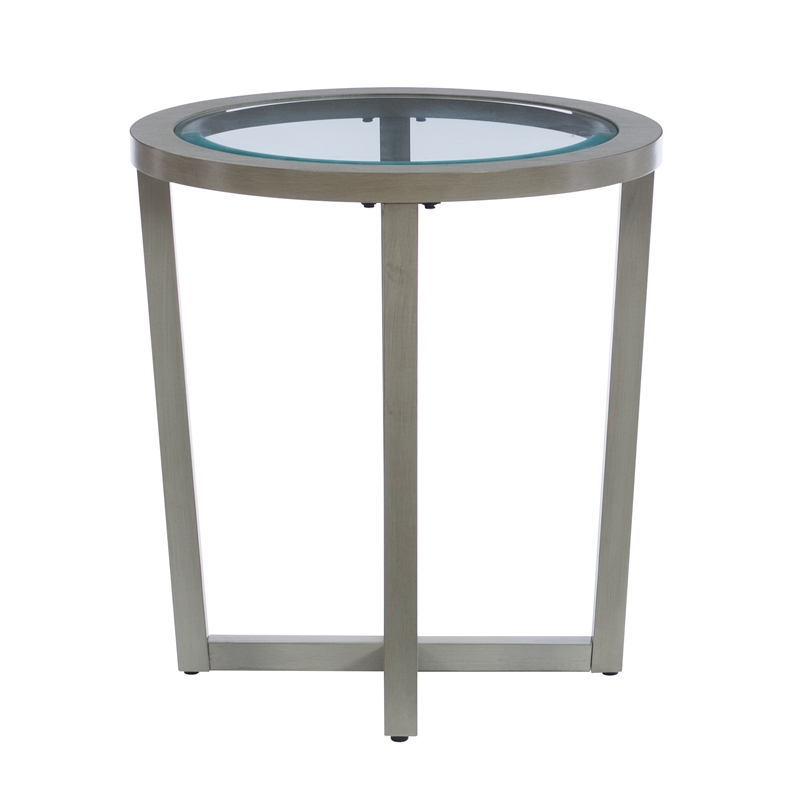 Hoesphere Furniture 3-Piece Wood Coffee & End Table Set with Glass Top in Silver