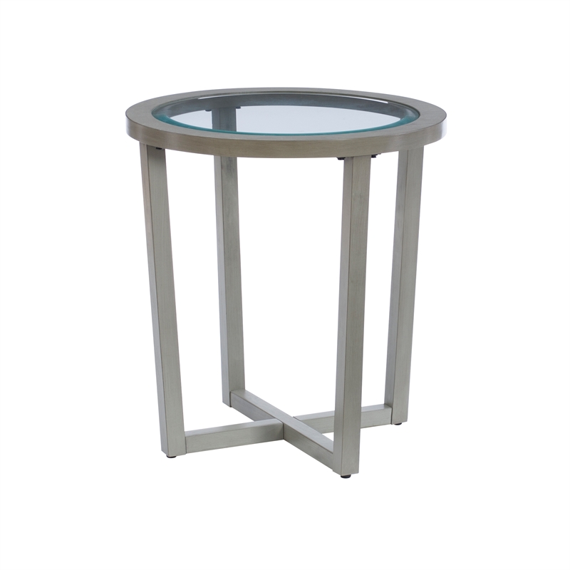 Hoesphere Furniture 3-Piece Wood Coffee & End Table Set with Glass Top in Silver