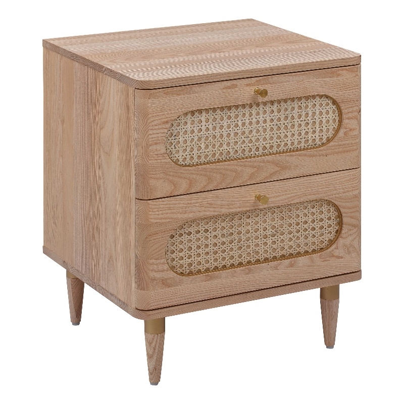 Homesphere Furniture Contemporary Cane Wood Nightstand in Natural