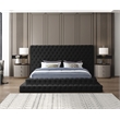 Homesphere Furniture Contemporary Black Finish Velvet King Bed