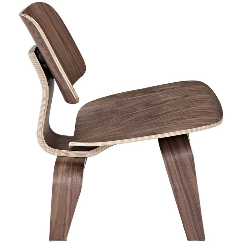 Homesphere Furniture Modern Durable Molded Plywood Accent Chair in Walnut