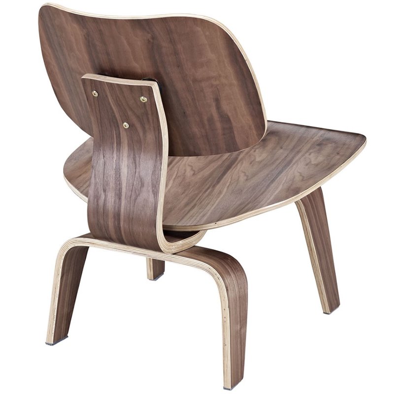 Homesphere Furniture Modern Durable Molded Plywood Accent Chair in Walnut