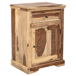 Homesphere Furniture Solid Sheesham Wood Nightstand with Drawer and Door.