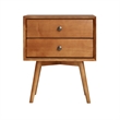 Homesphere Furniture Mid-Century 2 Drawer Solid Wood Nightstand in Caramel