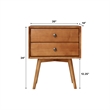 Homesphere Furniture Mid-Century 2 Drawer Solid Wood Nightstand in Caramel