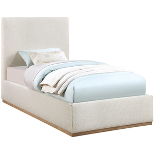 Homesphere Furniture Contemporary Cream Finish Fabric Twin Bed
