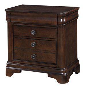 Homesphere Furniture Contemporary 3 Drawer Nightstand in Cherry