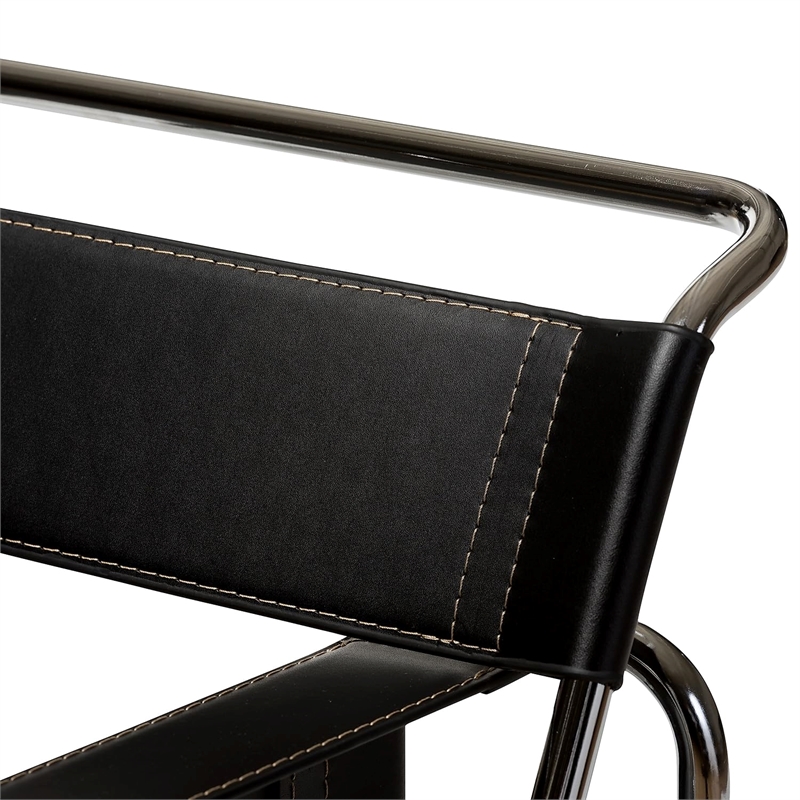 Homesphere Furniture Contemporary Leather Accent Chair in Black