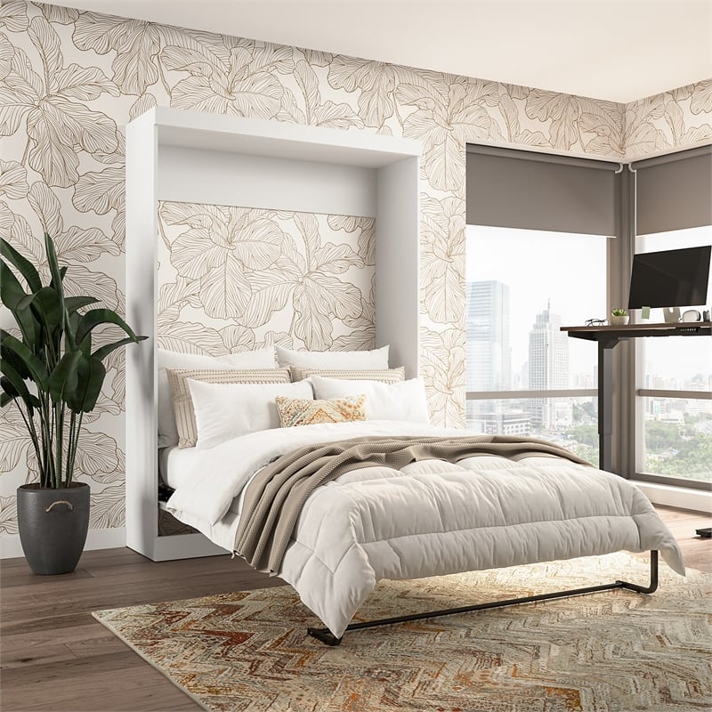 Homesphere Furniture Contemporary 59W Full Murphy Bed in White