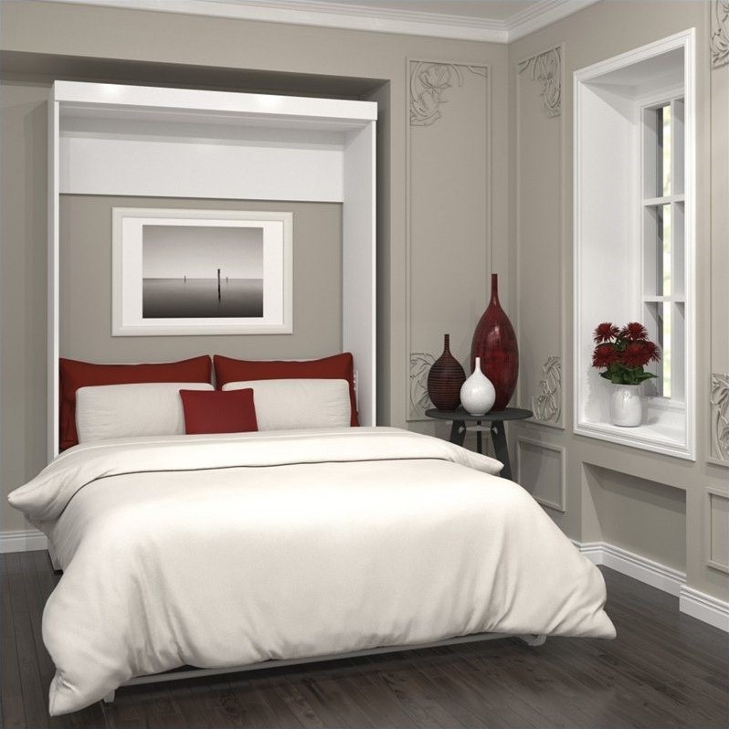 Homesphere Furniture Contemporary 59W Full Murphy Bed in White