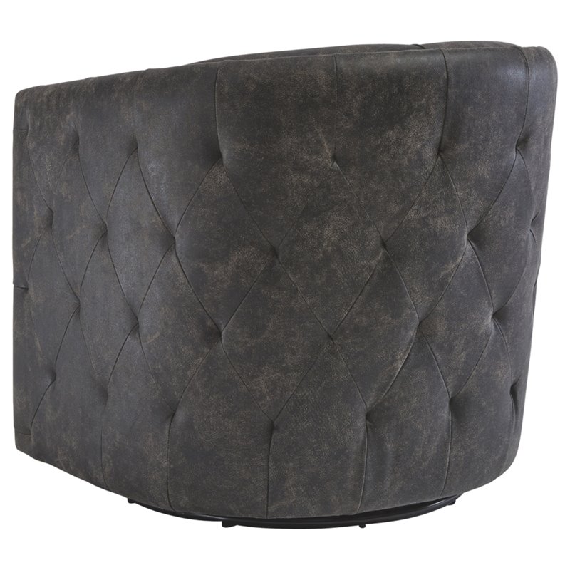Homesphere Furniture Modern Swivel Chair in Distressed Black