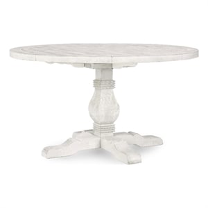 Homesphere Furniture 55&quot Round Solid Pine Wood Dining Table in Nordic Ivory