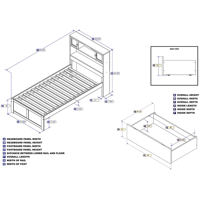 Homesphere Furniture Twin XL Solid Wood Bed with Storage Drawers in Espresso