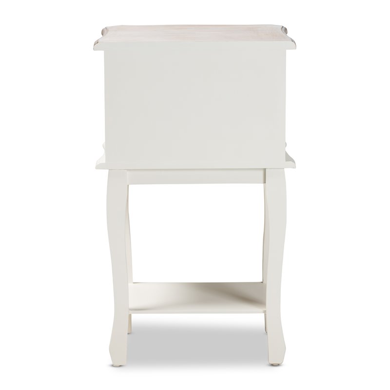 Homesphere Furniture Two-Tone White and Oak Finished 2-Drawer Wood End Table
