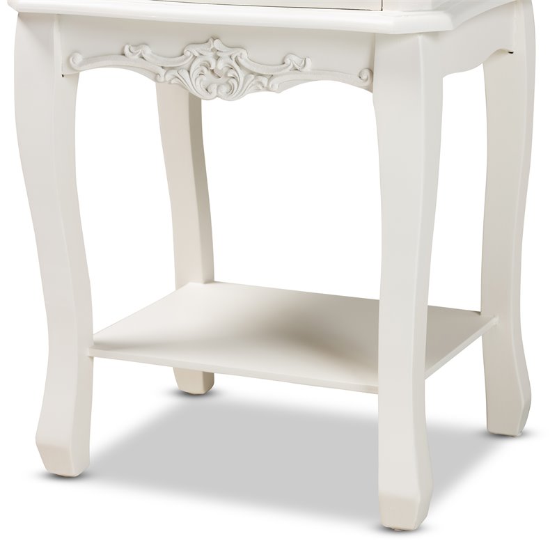 Homesphere Furniture Two-Tone White and Oak Finished 2-Drawer Wood End Table