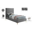 Homesphere Furniture Gray Velvet Twin Bed with Gold and Chrome Legs Included