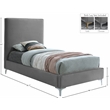 Homesphere Furniture Gray Velvet Twin Bed with Gold and Chrome Legs Included