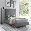 Homesphere Furniture Gray Velvet Twin Bed with Gold and Chrome Legs Included