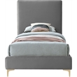 Homesphere Furniture Gray Velvet Twin Bed with Gold and Chrome Legs Included