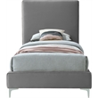Homesphere Furniture Gray Velvet Twin Bed with Gold and Chrome Legs Included