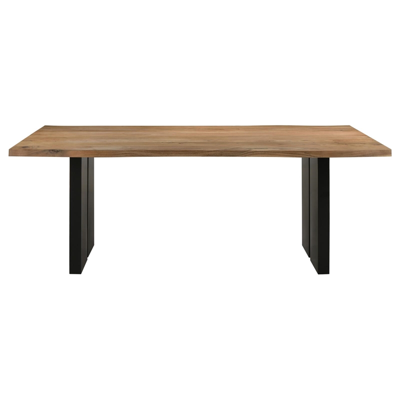 Homesphere Furniture Wood Live Edge Dining Table in Natural Acacia and Black