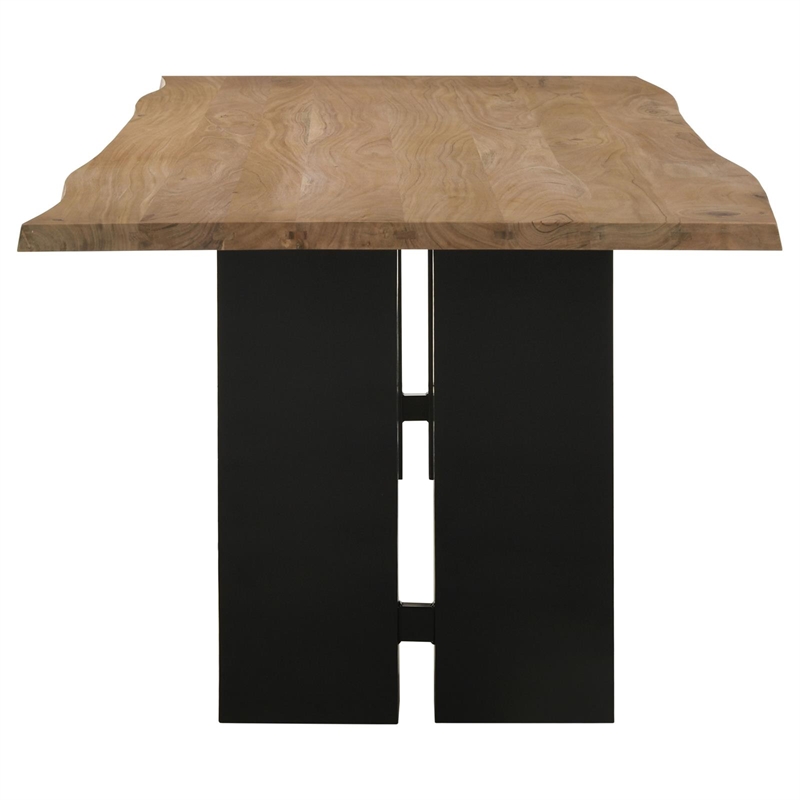 Homesphere Furniture Wood Live Edge Dining Table in Natural Acacia and Black