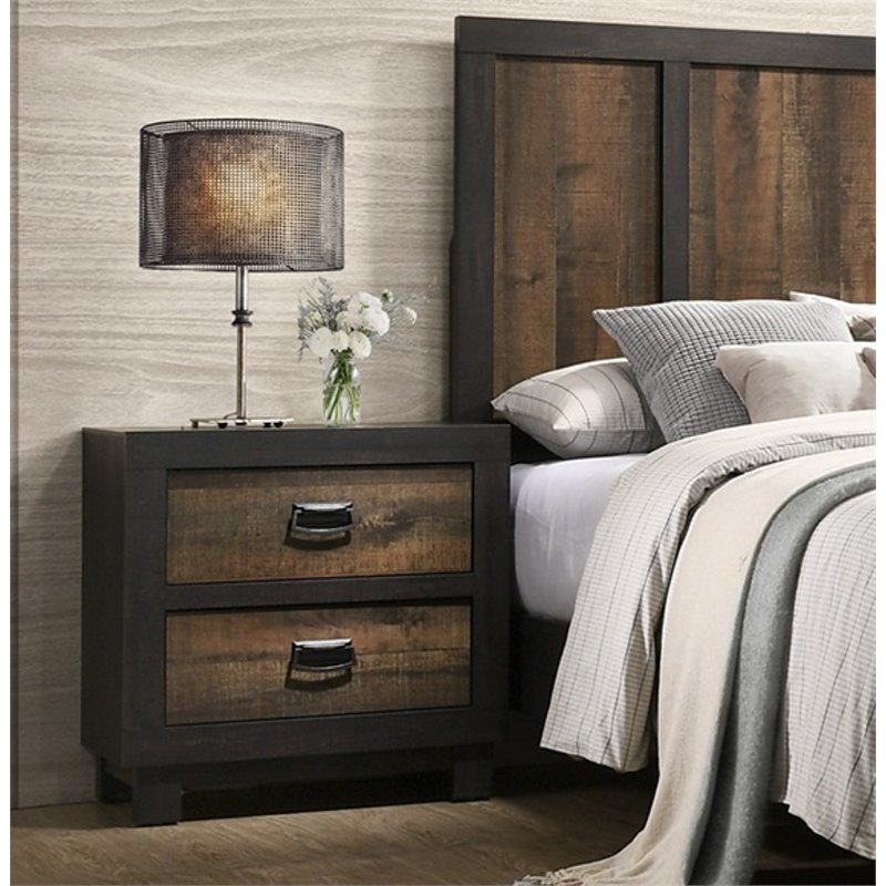 Homesphere Furniture Contemporary 2 Drawer Nightstand in Walnut