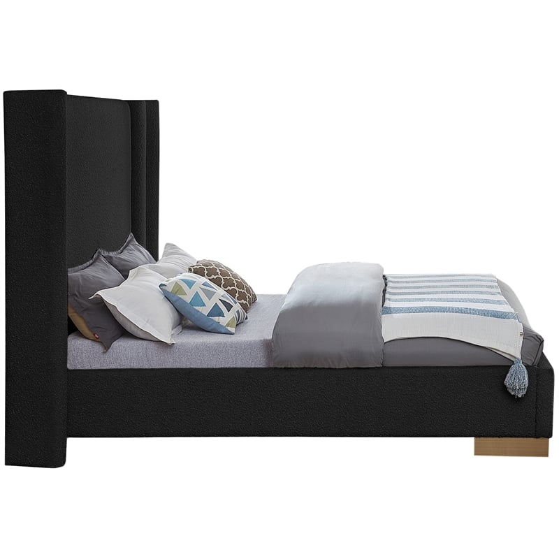 Homesphere Furniture Contemporary Black Boucle Fabric Queen Bed
