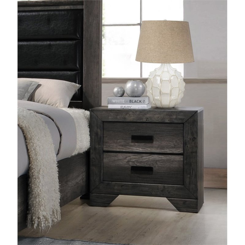 Homesphere Furniture Contemporary 2 Drawer Nightstand in Gray Oak