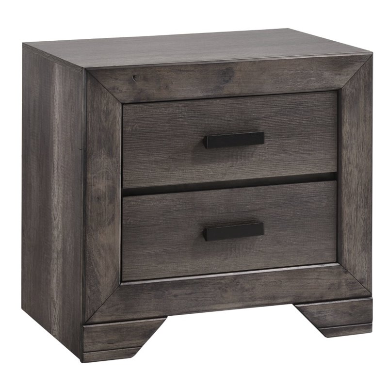 Homesphere Furniture Contemporary 2 Drawer Nightstand in Gray Oak