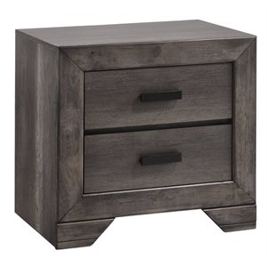Homesphere Furniture Contemporary 2 Drawer Nightstand in Gray Oak