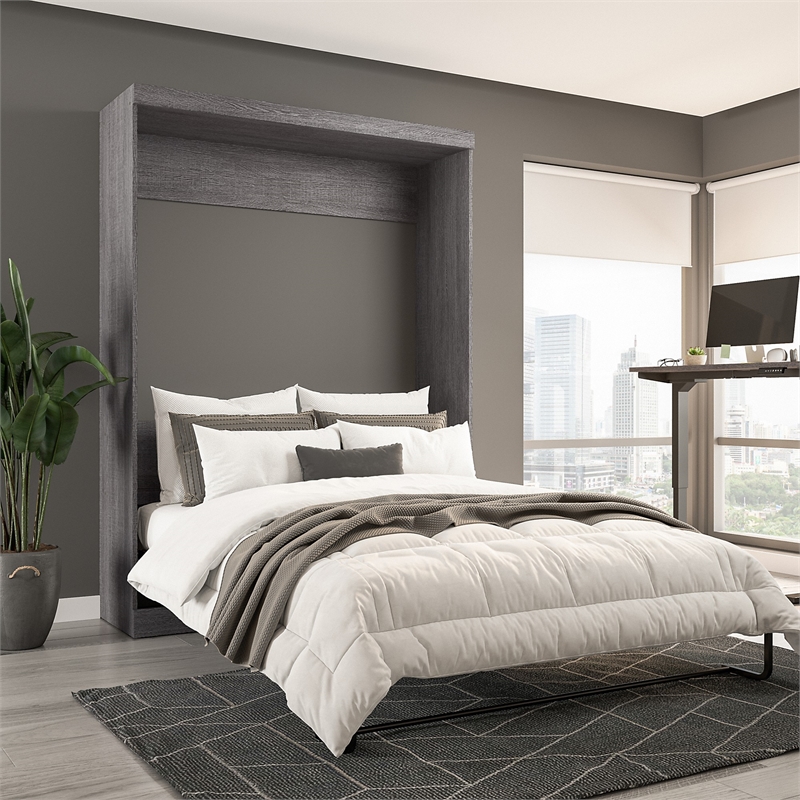 Homesphere Furniture Modern 65W Queen Murphy Bed in Bark Grey