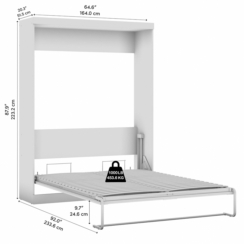 Homesphere Furniture Modern 65W Queen Murphy Bed in Bark Grey